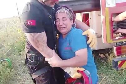 Kuyuya düşen ineği itfaiye kurtardı, sahibi ekiplere sarılıp gözyaşı döktü