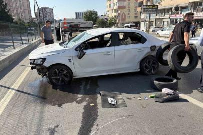 Otomobille çarpışan araç takla attı: 1 yaralı