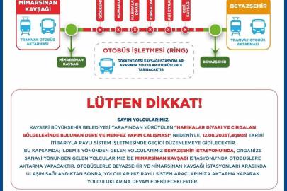 Ramazan ve Kemerçay Deresi ıslah projesi için raylı sistemde geçici aktarmalı ulaşım