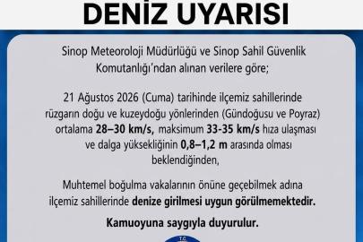 Sinop’un Türkeli ilçesinde boğulma riskine karşı alarm verildi
