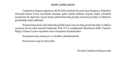 Siverek Cumhuriyet Başsavcılığından "gerçeği yansıtmayan bilgi" uyarısı