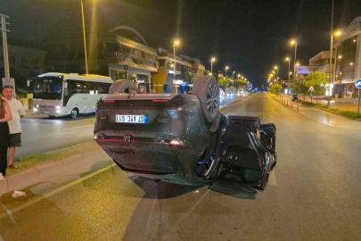 Virajı alamayan araç takla attı, sürücü yaralandı