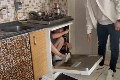 31 yıl hapis cezasıyla aranan hükümlü, bulaşık makinesi içinde yakalandı