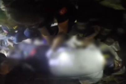 Akaryakıt tankerinde sıkışan iki kişinin kurtarılma anları kamerada