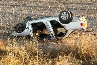 Aksaray’da tarlaya uçan otomobil takla attı: 1 yaralı