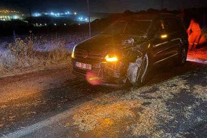 Çan’da otomobil saman yüklü traktöre çarptı: 1 yaralı