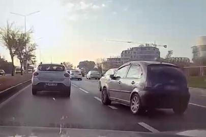 Çevre yolunda tehlikeli manevra kamerada