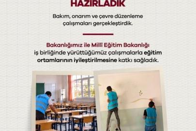 Denetimli serbestlik yükümlüleri ülke genelinde 2 bin 779 okulda bakım çalışmalarını tamamlandı