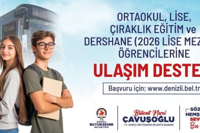 Denizli’de öğrencilere aylık 44 binişlik ulaşım desteği