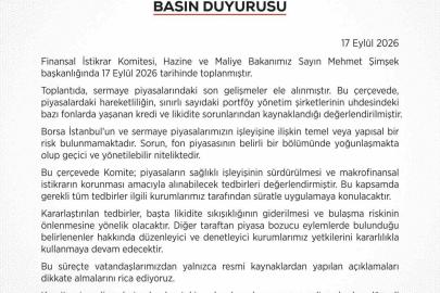 Finansal İstikrar Komitesi: "Borsa İstanbul’un ve sermaye piyasalarımızın işleyişine ilişkin yapısal bir risk bulunmamaktadır"