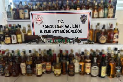 Kilimli’de kaçak alkol ve ruhsatsız silah operasyonu
