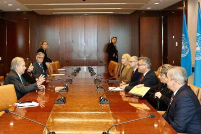 KKTC Cumhurbaşkanı Erhürman, BM Genel Sekreteri Guterres ile bir araya geldi