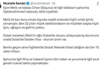 Mustafa Sandal: "Melis ile karı koca olmak dışında maddi anlamda hiçbir ortak işimiz olmamıştır"