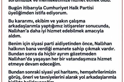 Nallıhan Belediye Başkanı Güngör, CHP’den istifa etti