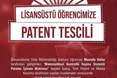 Niğde Ömer Halisdemir Üniversitesi öğrencisinin buluşuna patent tescili