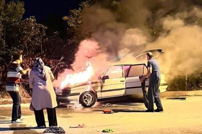 Pursaklar’da seyir halindeyken alev alan araç kullanılamaz hale geldi