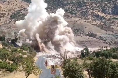 Siirt-Pervari yolunda kontrollü patlatma kamerada