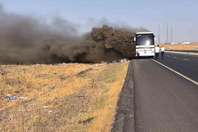 Siverek’te yolcu otobüsü alevlere teslim oldu: Faciadan dönüldü