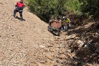 Uçurumdan yuvarlanan yaşlı motosiklet sürücüsü öldü