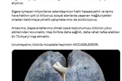 Bakan Memişoğlu: "Tütün ürünlerinin bedenimizde bıraktığı tahribat sadece bireysel bir tercih değil, toplum olarak taşıdığımız ortak bir yüktür"