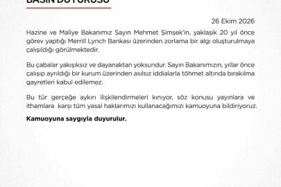 Bakan Şimşek’e yönelik iddialara ilişkin Hazine ve Maliye Bakanlığından yalanlama