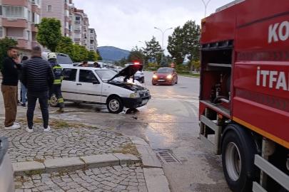 Beyşehir’de seyir halindeki otomobilde yangın paniği