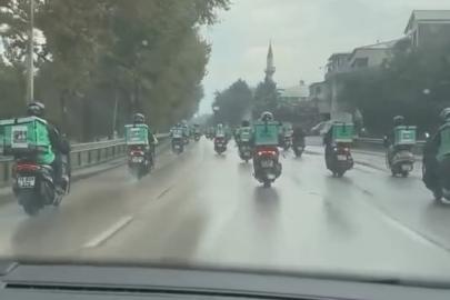 Bursa’da yüzlerce motokurye, vefat eden arkadaşları için konvoy yaptı