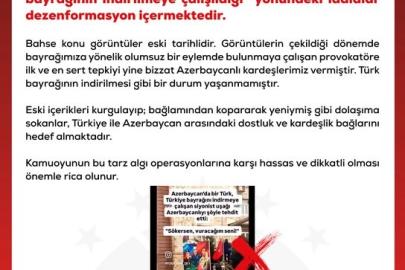 DMM’den, "Azerbaycan’da Türk bayrağının indirilmeye çalışıldığı" iddialarına yalanlama