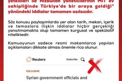 DMM’den "Suriye yetkilileri ile Hizbullah yöneticileri MİT ev sahipliğinde bir araya geldi" iddialarına yalanlama