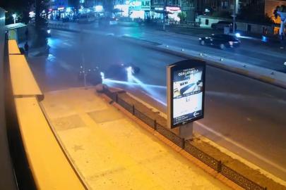 Edirne’de yaya geçidinde iki motosiklet çarpıştı: Kaza anı kamerada