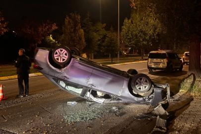 Erzincan’da otomobil devrildi: 1 yaralı