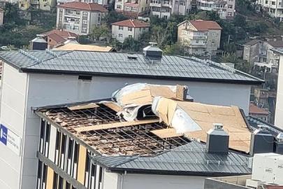 Fırtına KYK kız öğrenci yurdunun çatısını söktü