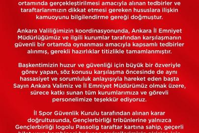 Gençlerbirliği - Amed SF maçına farklı logolu ve logosuz kartlı taraftar alınmayacak