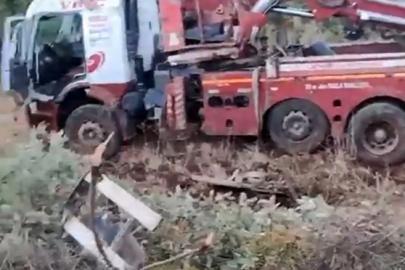 Gercüş’te vinç şarampole yuvarlandı: 1 yaralı