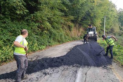 Gölyaka’da köy yollarında kış hazırlığı