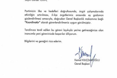 Gürsel Tekin, "Genel Başkanlık Makamına Bağlı Koordinatör" görevine getirildi