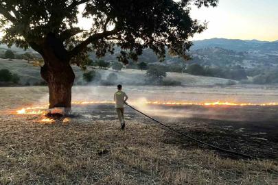 Hisarcık’ta anız yangını: 1 hektar alan zarar gördü