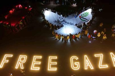 Kapadokya’dan Gazze’ye ışıklı mesaj: "Free Gaza"