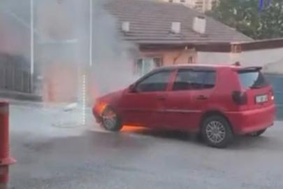 Karabük’te park halindeki otomobil alev aldı