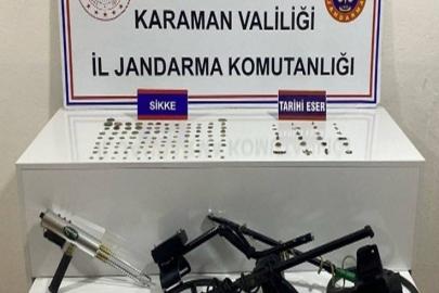 Karaman’da jandarmanın denetimlerinde tarihi eser ve kaçak ürünler ele geçirildi: 20 tutuklama