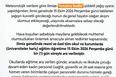 Sakarya’da okullar 1 gün tatil edildi