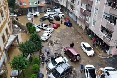Sarıyer’de selin yol açtığı hasar havadan görüntülendi