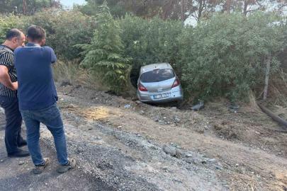 Serik’te kontrolden çıkan otomobil şarampole yuvarlandı