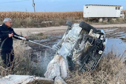 Takla atan otomobilin kaza anı kamerada: 1 yaralı