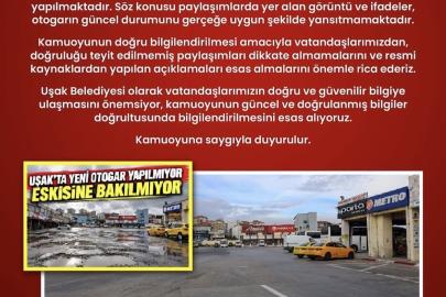Uşak Belediyesinden otogar açıklaması: Paylaşımlar güncel durumu yansıtmıyor