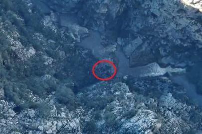 Yazılı Kanyon’da mahsur kalıp kurtarılan 3 gönüllünün tespit edilme anı dron kamerasına yansıdı