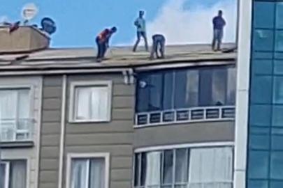 Yozgat’ta tehlikeli mesai: Çatıda emniyetsiz çalışan işçiler görüntülendi
