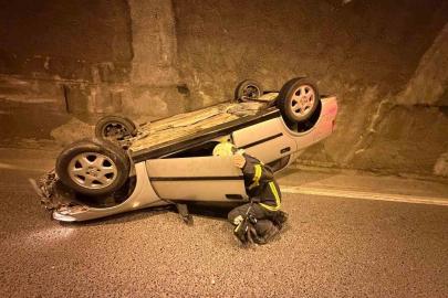 Zonguldak’ta tünelde kontrolden çıkan otomobil takla attı: 1 yaralı